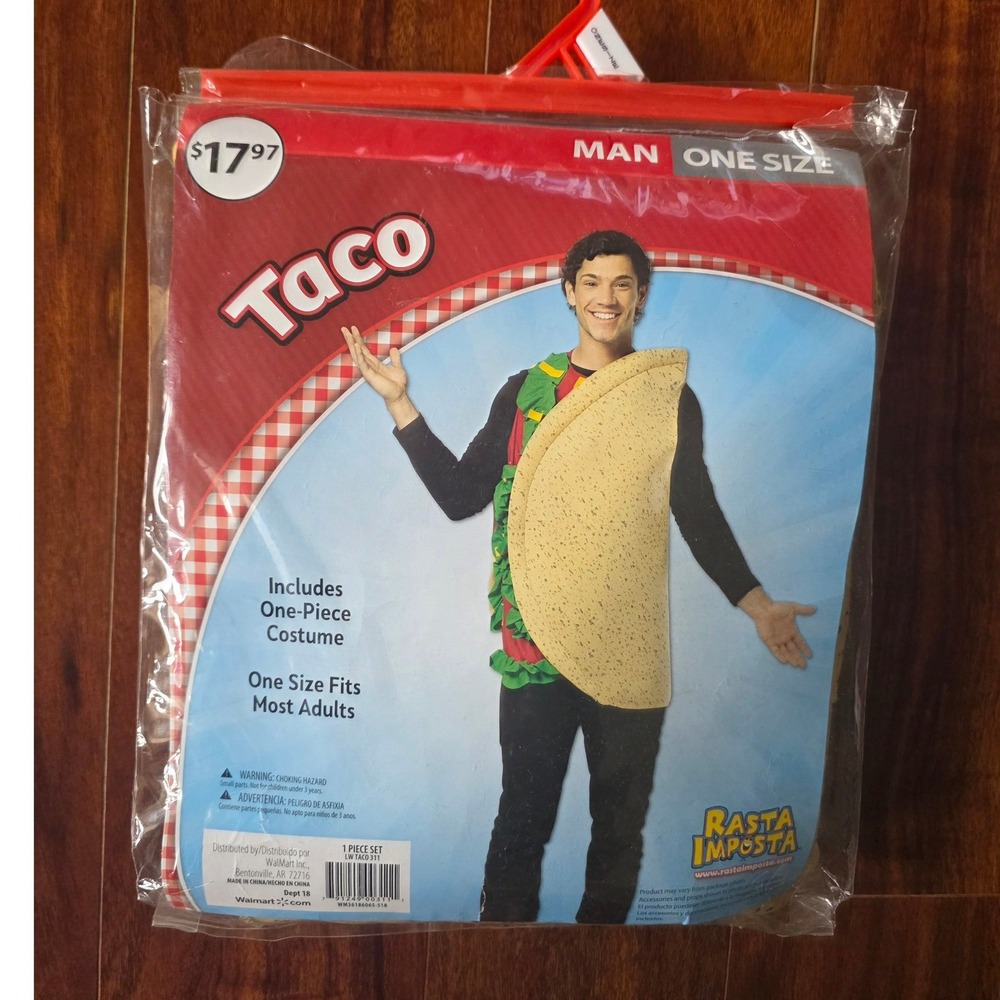 Rasta Imposta Taco Costume Mens One Size Adult One Piece Food Halloween